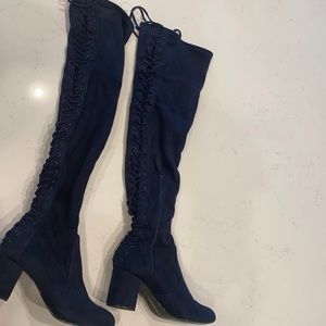 Charles David Blue Suede Thigh High Boots